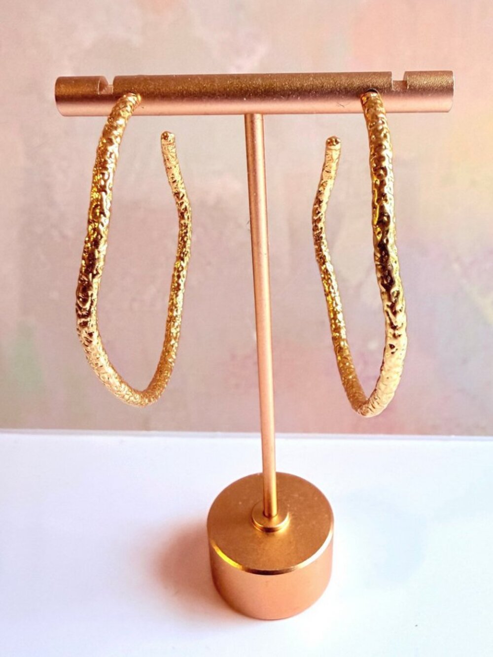 AUTHENTIC Alexis Bittar Golden Pebble Cake Hoops Earrings Sculptural Statement